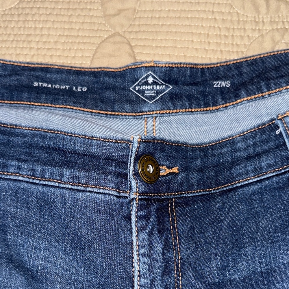 St. John's Bay Women's Straight Leg Jeans - Dark Blue (petite/short)